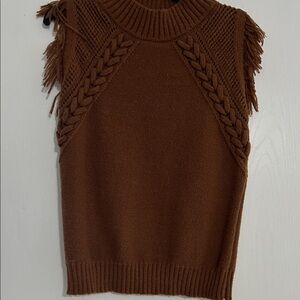 Elegant Brown Knit Sleeveless Sweater